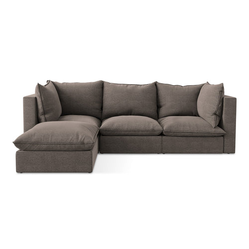 LaMiaSofa hoekbank links Ravenna - bouclé - chocolade - 255x165x77