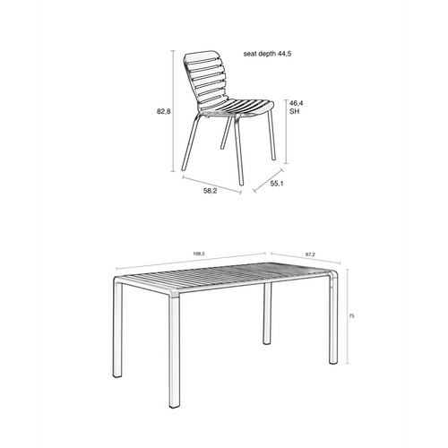 Zuiver Vondel Tuinset 4 personen - tuintafel + 4 stoelen Rood