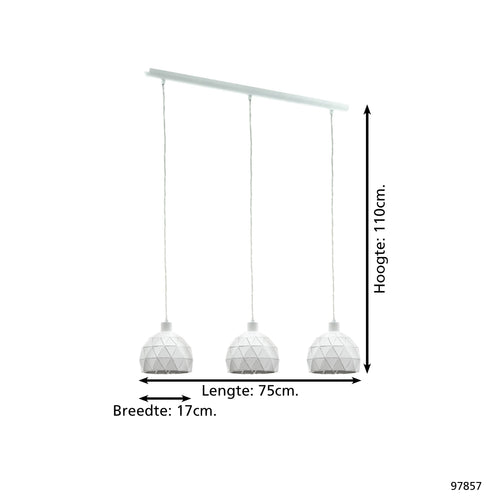 EGLO hanglamp Roccaforte - e14 - 75 cm - wit - vtwonen shop