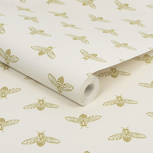 Joules Vliesbehang - Block Print Bee Antique - Goud - 10mx52cm