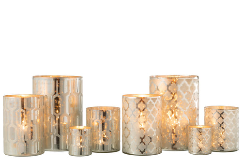 J-Line windlicht - glas - zilver - large - 2 stuks - vtwonen shop