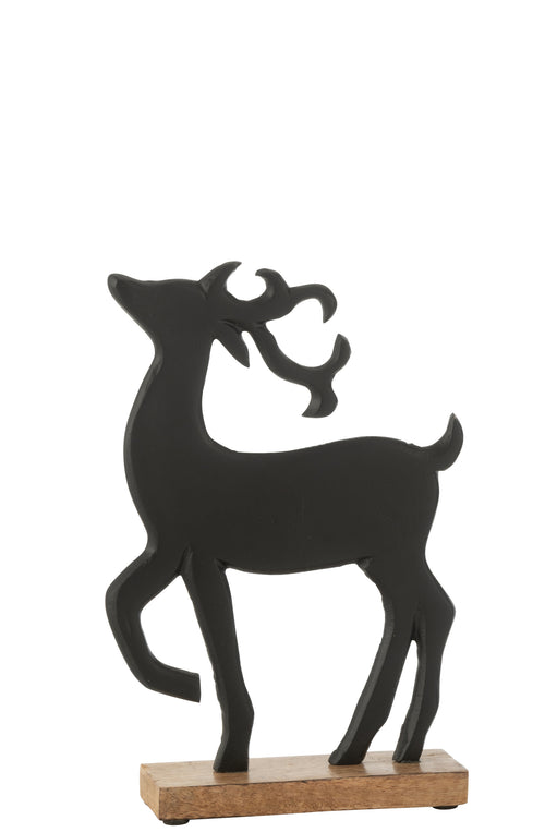 J-Line figuur Rendier Op Voet - aluminium/hout - zwart - large - vtwonen shop