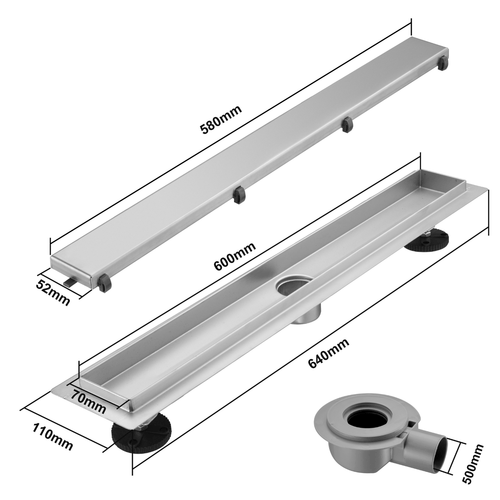 LOMAZOO douchegoot Nilo - geborsteld RVS - 60 cm