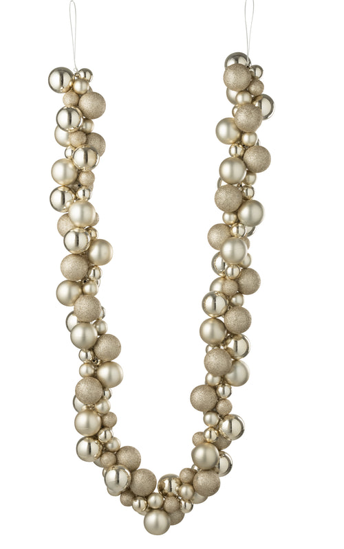 J-Line slinger Kerstbal - kunststof - beige