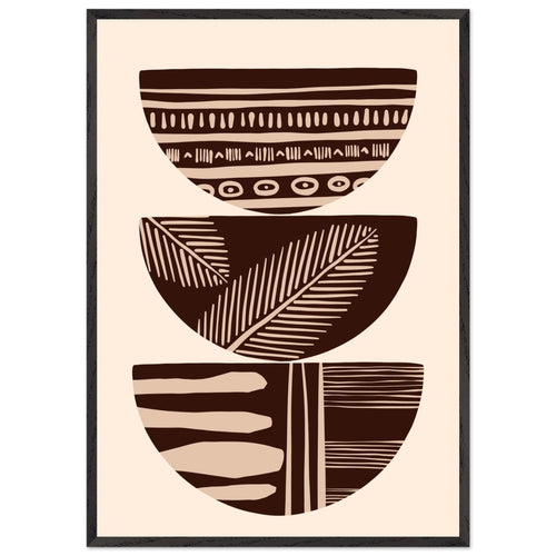 Artfulprints Poster met Lijst Boho – Patterned stack   - 70x100 cm - Bruin