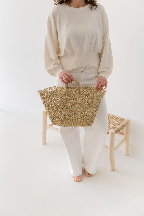 NOA MAY Tas Amelie- naturel - zeegras - 50 x 40 x 30 cm