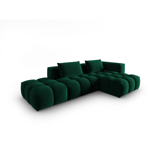 Cosmopolitan Design - Modulaire hoekbank rechts Verona 4-zits, flueel flessengroen - 145x265x70cm