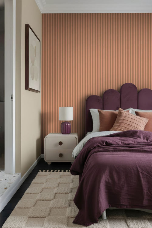 ESTAhome behang strepen roze en bruin - 50 x 900 cm - 131915