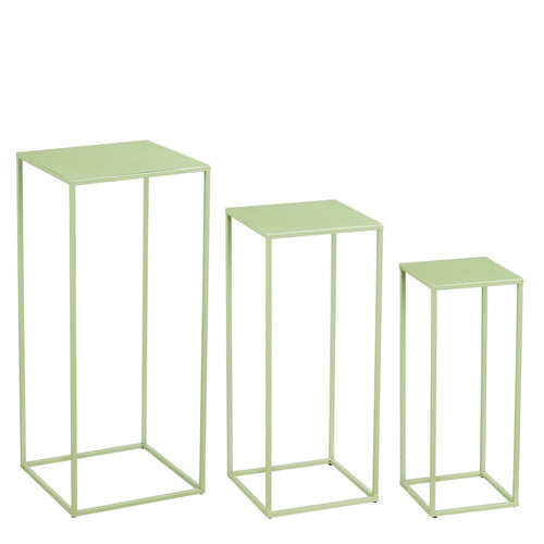 Mica Decorations Quinty Bijzettafel - Set van 3 - L30 x B30 x H70 cm - IJzer - Lichtgroen