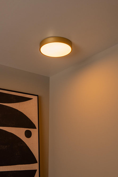 Lucide plafonnière UNAR - Geïntegreerde LED - Mat Goud / Messing