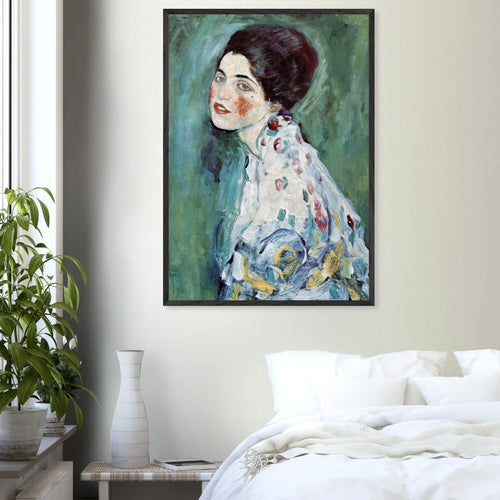 Artfulprints Poster Gustav Klimt - Portrait of a lady   - 50x70 cm - Donkergroen