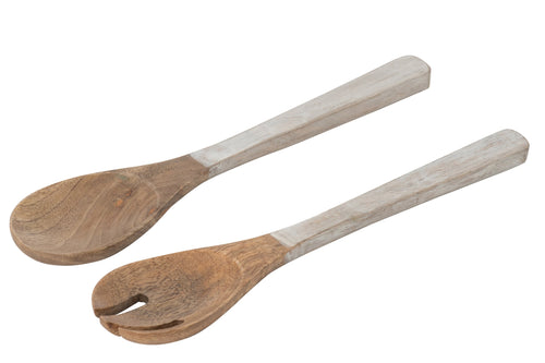 J-Line saladebestek - hout - wit