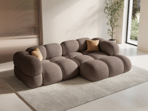 Cosmopolitan Design rechter hoekbank Loretto 3-zits, structurele stof cappuccino - 147x250x68cm