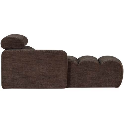 WOOOD chaise longue element arm links Novi - Polyester - Donkerbruin Melange - 86x109x173 - vtwonen shop