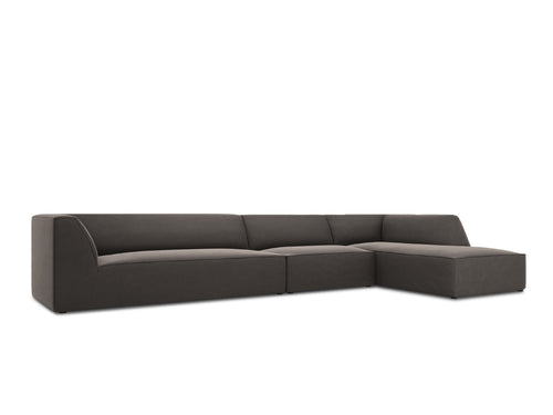 Micadoni rechter hoekbank Ruby 5-zits, flueel, donkergrijs - 180x366x69cm