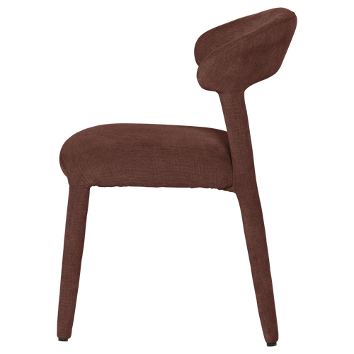 WOOOD eetkamerstoel Sile - Linnenlook - Bordeauxrood - Set Van 2 - 80x57x55