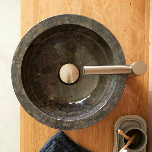 Tikamoon Marmeren waskom ∅ 35 cm - Zwart