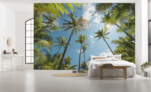Sanders & Sanders fotobehang palmbomen groen en blauw - 450 x 280 cm - 612689