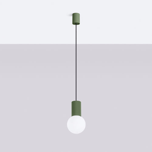 Sollux Lighting Hanglamp HALO 1 olijfgroen - 12x12x120cm