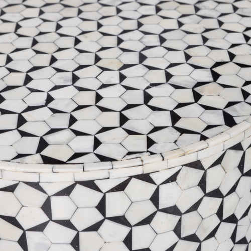 WOOOD sidetable Neva - Bone Inlay - Zwart/Wit - 40x37x37 - vtwonen shop