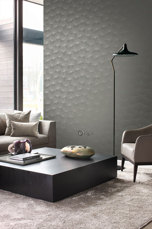 Origin Wallcoverings behang ginkgo bladeren warm grijs - 53 cm x 10.05 m - 347731 - vtwonen shop