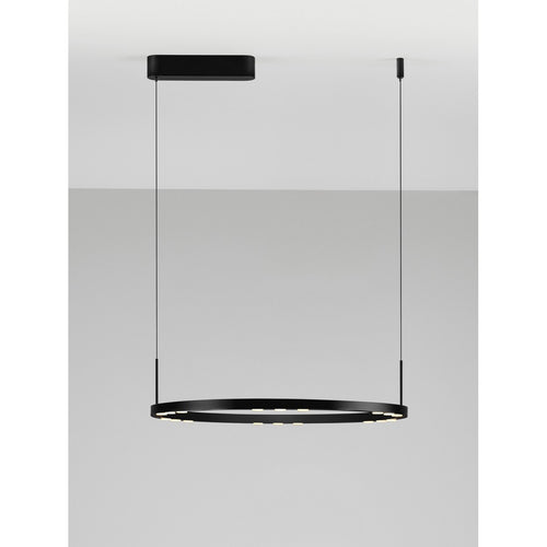 Nova Luce LUNETTE Geïntegreerde LED-hanglamp voor plafond, zandkleurig zwart, Triac dimbaar, 34W, 1453lm, 3000K