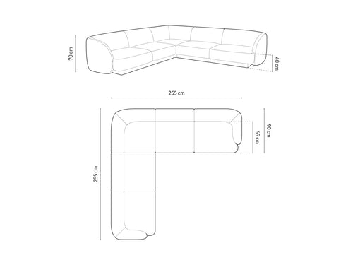 Micadoni Symmetrische hoekbank Miley 5-zits, chenille, lichtgrijs - 255x255x70cm