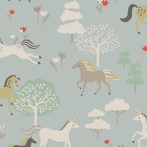 Sophie Allport Vliesbehang Kinderkamer - Forest Ponies Witham Blue