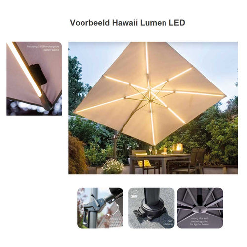 Garden Impressions zweefparasol Lumen LED donker grijs doek - 300x300 cm - vtwonen shop