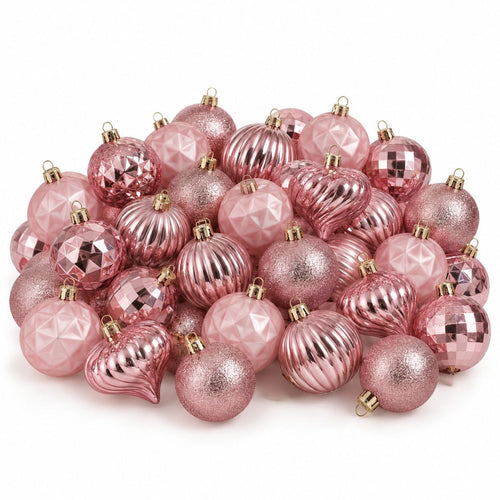 Mica Decorations Bal Onbreekbaar Roze 40 Stuks - Set van 40 Roze Kerstballen van Gerecycled Polystyreen - Onbreekbare Kerstballen Ø6 cm - Diverse