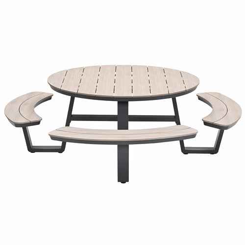 Garden Impressions picknicktafels Sarria donker grijs - vironwood - Ø148x75 cm - vtwonen shop