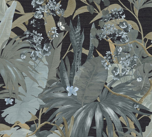 Livingwalls behang jungle-motief turquoise, zwart, blauw en groen - 53 cm x 10.05 m - AS-385222 - vtwonen shop