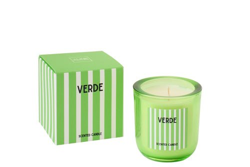 J-Line geurkaars Verde - Spring Ivy & Neroli - glas - groen - small