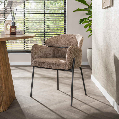 Giga Meubel Eetkamerstoel Curva - Champagne Stof - Set van 2 - vtwonen shop