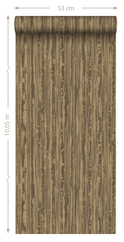 Origin Wallcoverings behang strepen glanzend koper bruin - 53 cm x 10,05 m - 346643 - vtwonen shop