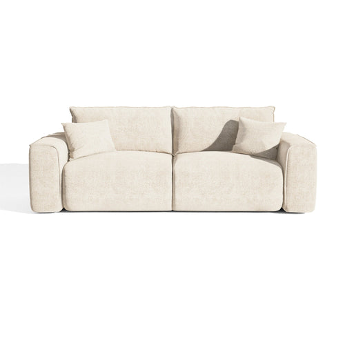 Premium Interiors - Snel uitklapbare slaapbank COMO - bouclé-stof crème 216cm