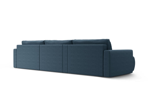 Cosmopolitan Design Converteerbare panoramische bank met opbergdoos Belfast 4-zits, structurele stof blauw - 149x340x84cm