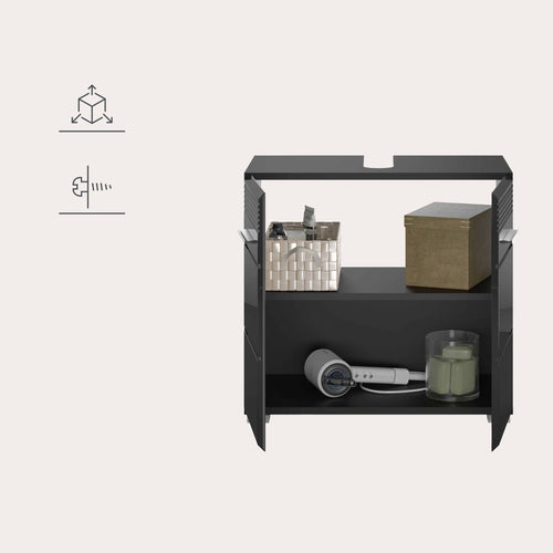 Furnilux Linus wastafelonderkast zwart hoogglans MDF TZ - 34x60x56cm - vtwonen shop