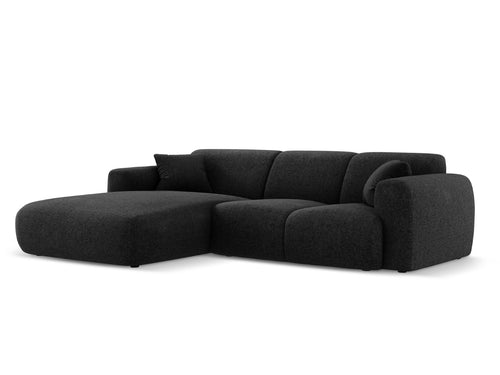 Cosmopolitan Design linker hoekbank Nolio 4-zits, chenille, zwart - 170x260x72cm