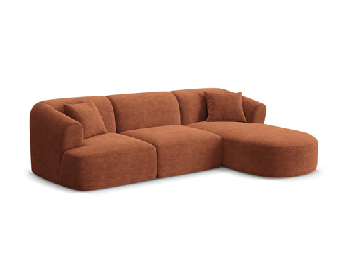 Cosmopolitan Design Modulaire hoekbank rechts Campi 4-zits, ribfluwelen terracotta - 156x256x70cm