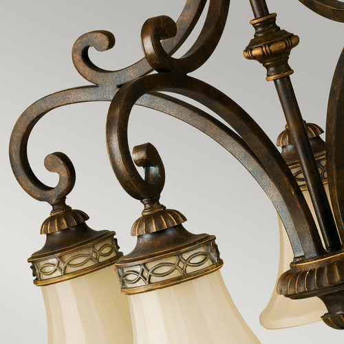 Elstead Drawing Room - 5 lichts multi-arm kroonluchter walnoot finish, E27