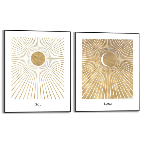 Reinders Sun and Moon schilderijen set -  goud - hobbyruimte - 50x40cm