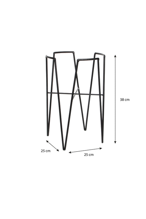 Mica Decorations Blom Plantenstandaard - L25 x B25 x H38 cm - Metaal - Zwart