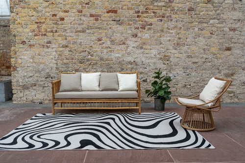 Interieur05 Buitenkleed Swirl Rechthoek - Zwart - Dubbelzijdig - 240 x 340 cm - vtwonen shop