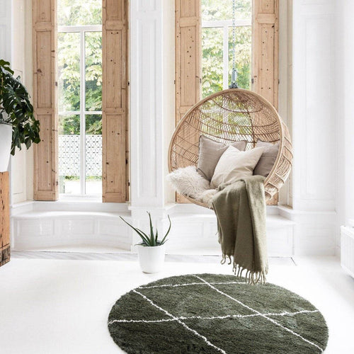 Interieur05 Berber Rond vloerkleed hoogpolig Groen/Cream - scandinavisch - nea