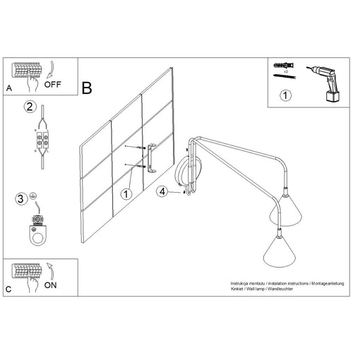 Sollux Lighting Wandlamp NOX 2 wit met schakelaar - 150x80x30cm