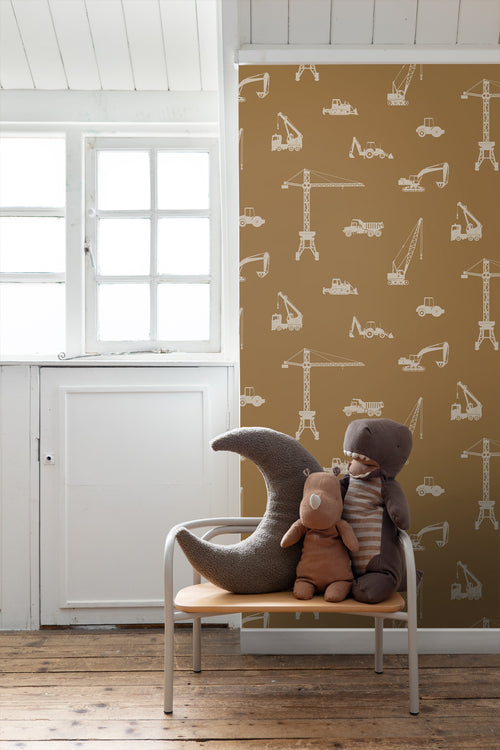 ESTAhome behang voertuigen okerbruin - 53 cm x 10.05 m - 139971 - vtwonen shop