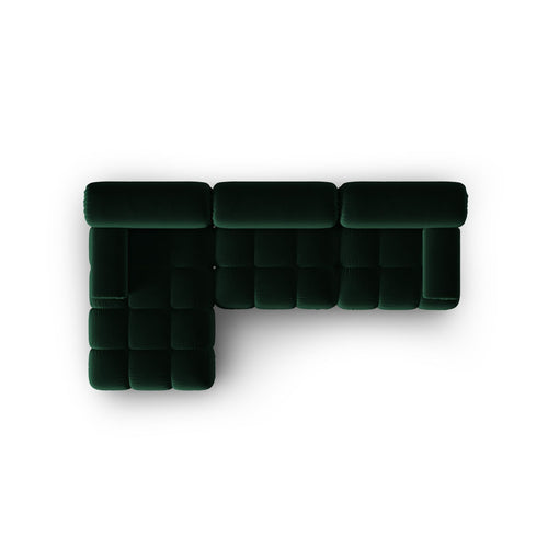 Cosmopolitan Design - Modulaire hoekbank links Cortina 4-zits, flueel flessengroen - 155x282x70cm