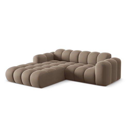 Cosmopolitan Design - Linker hoekbank Treno 3-zits, flueel cappuccino - 184x240x70cm