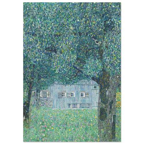 Artfulprints Poster met Lijst Gustav Klimt - Farmhouse in upper Austria   - 30x40 cm - Donkergroen